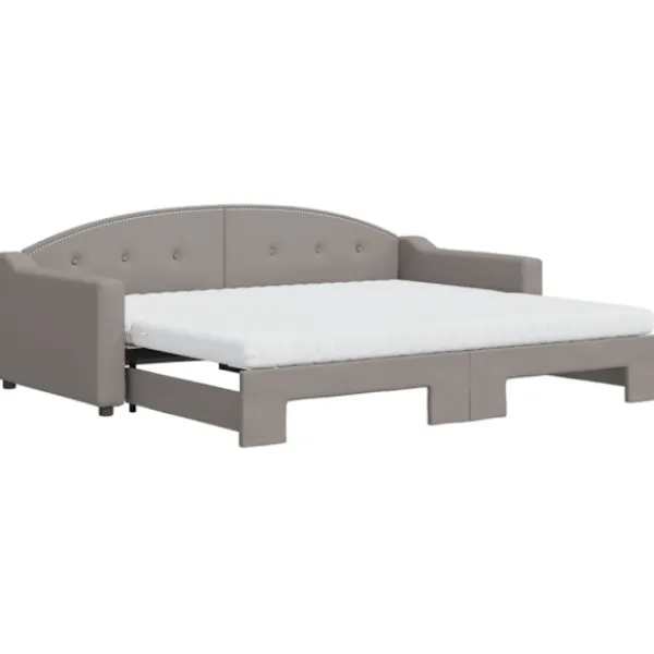 vidaXL Soffor>Dagbädd utdragbar med madrasser taupe 90x200 cm tyg