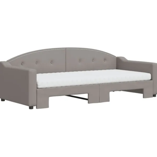 vidaXL Soffor>Dagbädd utdragbar med madrasser taupe 90x200 cm tyg