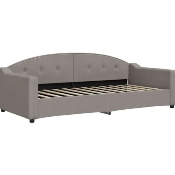 vidaXL Soffor>Dagbädd utdragbar med madrasser taupe 90x200 cm tyg
