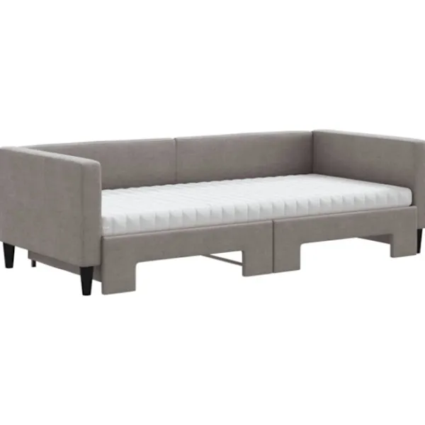 vidaXL Soffor>Dagbädd utdragbar med madrasser taupe 90x200 cm tyg