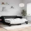 vidaXL Soffor>Dagbädd utdragbar med madrasser svart 90x200 cm tyg