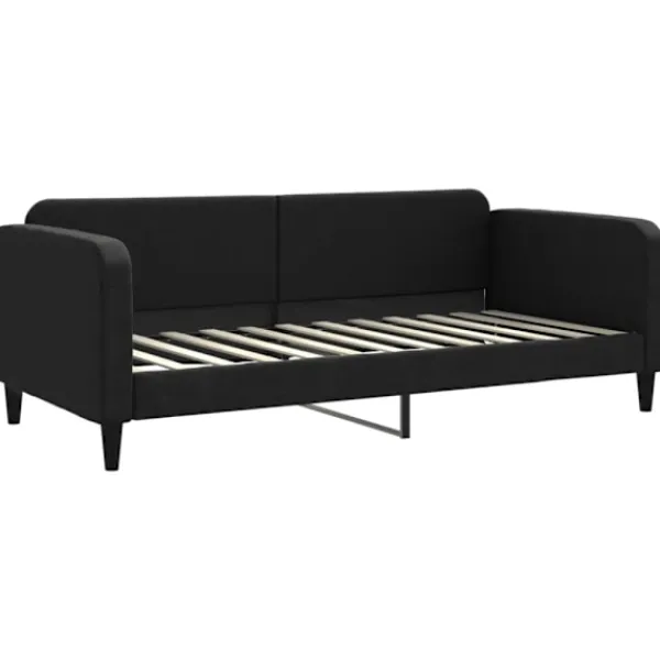vidaXL Soffor>Dagbädd utdragbar med madrasser svart 90x200 cm tyg