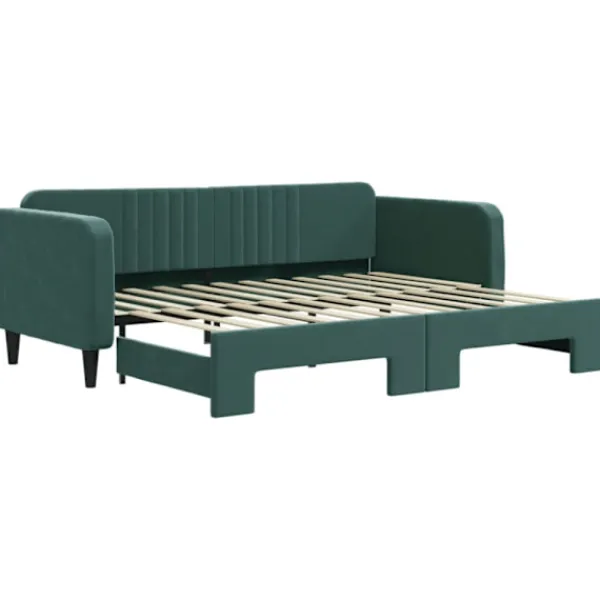 vidaXL Soffor>Dagbädd utdragbar mörkgrön 90x200 cm sammet