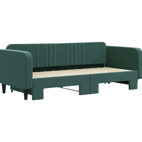 vidaXL Soffor>Dagbädd utdragbar mörkgrön 90x200 cm sammet