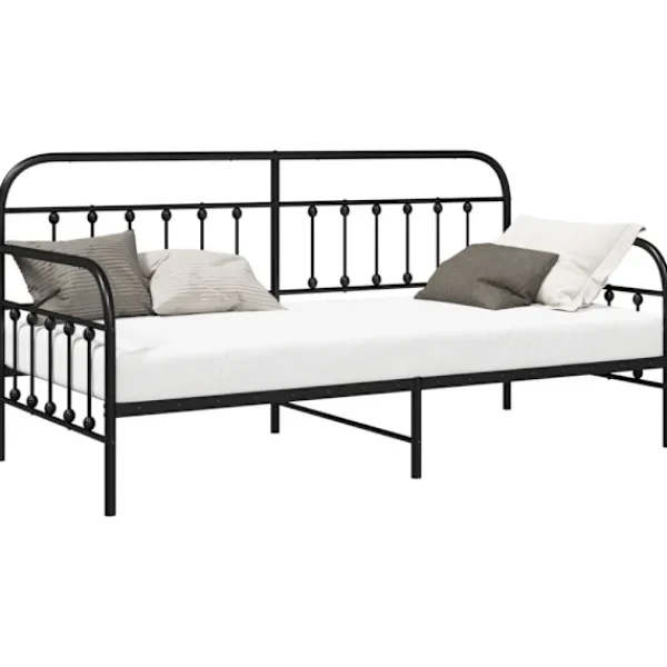 vidaXL Soffor>Dagbäddram Svart 90 x 200 cm Pulverlackerat stål