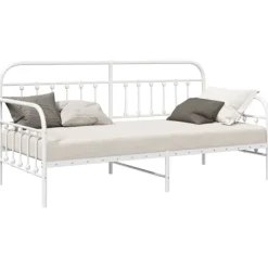 vidaXL Soffor>Dagbäddram Vit 100 x 190 cm Pulverlackerat stål