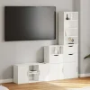vidaXL Tv-Bänkar>4-delars TV-möbel med förvaring "ODDA" vit massiv trä furu