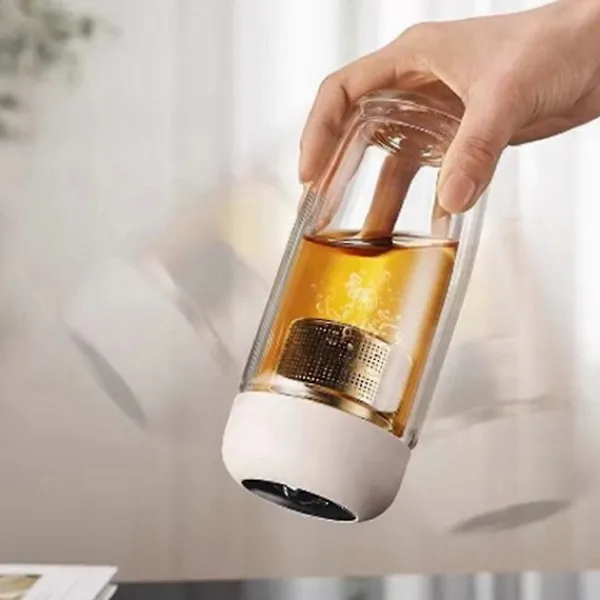 Soffbord>Dubbel Förtjockad Anti-Skållnings Glas Koppar Kontor Magnetisk Te Separation Te Behållare Design Vattentät Läckagesäker Kopp 400mL, A