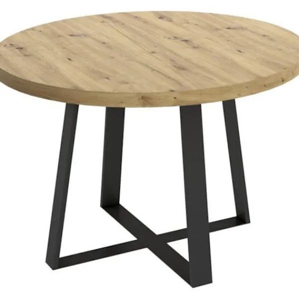 Matbord>DUNA utdragbart runt bord - 4 till 6 personer - dor - L110 x D110/152 x H77 cm
