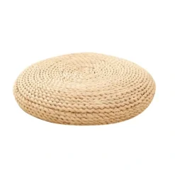 Sittpuffar>/EA/Rund Naturpuff Vävd Kudde Fylld med Silkefloss Kudde Mjuk Yogastol Sittdyna Fönsterdyna (B)
