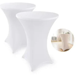 Stolar>Eleganta Antracit Stretchöverdrag Bar Bordsöverdrag för Bistrobord Vit 80 2 Set