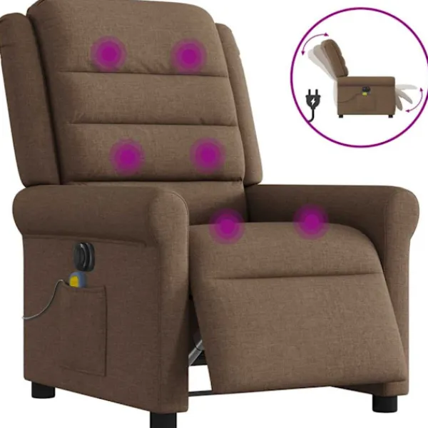 vidaXL Fåtöljer>Elektrisk massagefåtölj brun tyg