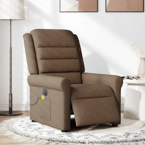 vidaXL Fåtöljer>Elektrisk massagefåtölj brun tyg
