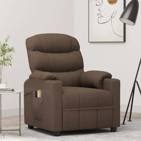 vidaXL Fåtöljer>Elektrisk massagefåtölj brun tyg