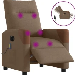 vidaXL Fåtöljer>Elektrisk massagefåtölj brun tyg
