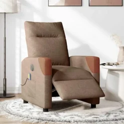 vidaXL Fåtöljer>Elektrisk massagefåtölj brun tyg