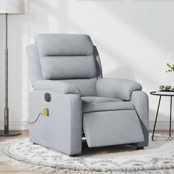 vidaXL Fåtöljer>Elektrisk massagefåtölj ljusgrå tyg