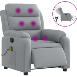 vidaXL Fåtöljer>Elektrisk massagefåtölj ljusgrå tyg
