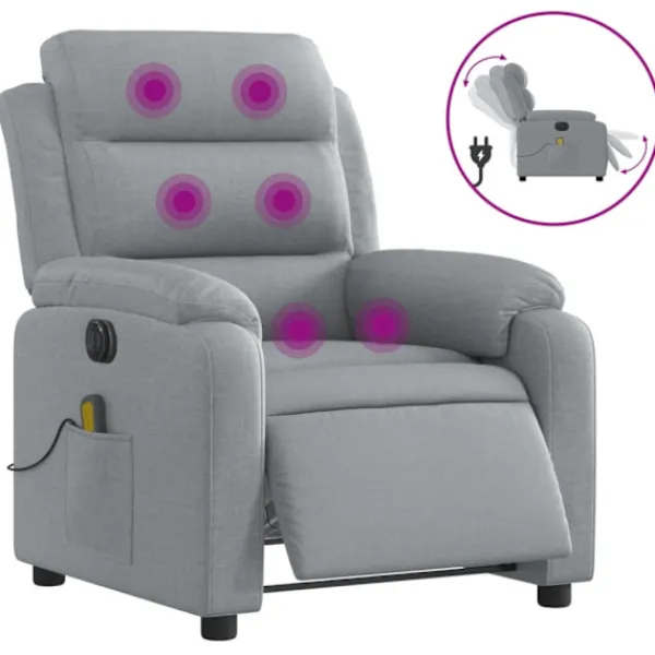vidaXL Fåtöljer>Elektrisk massagefåtölj ljusgrå tyg