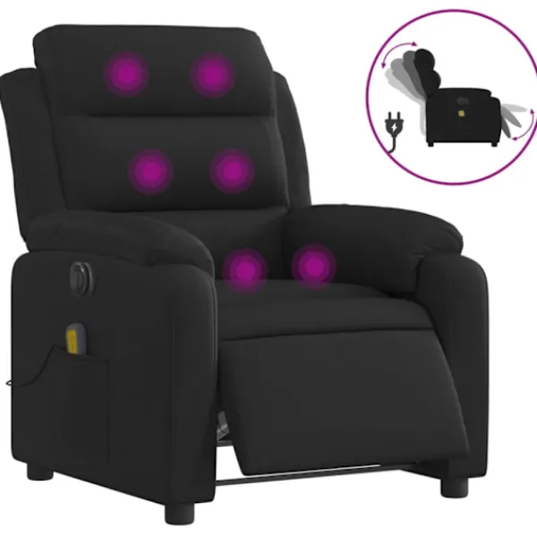 vidaXL Fåtöljer>Elektrisk massagefåtölj med uppresningshjälp svart tyg