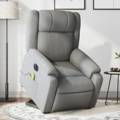vidaXL Fåtöljer>Elektrisk massagefåtölj med uppresningshjälp ljusgrå tyg