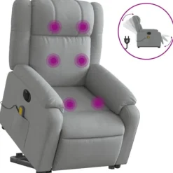 vidaXL Fåtöljer>Elektrisk massagefåtölj med uppresningshjälp ljusgrå tyg