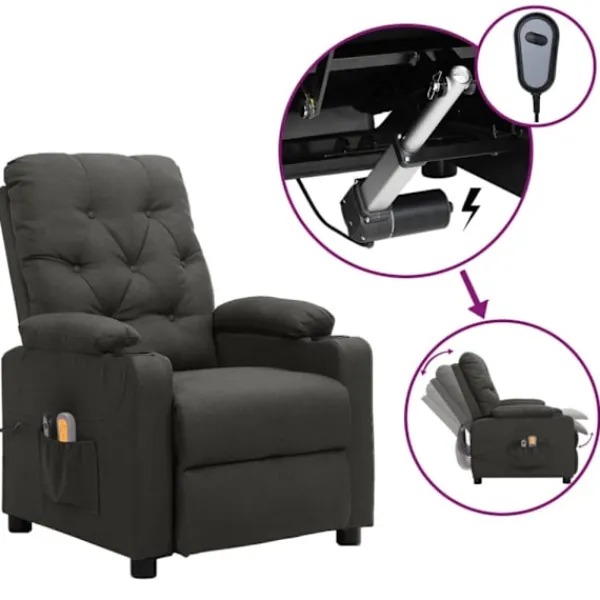 vidaXL Fåtöljer>Elektrisk massagefåtölj mörkgrå tyg