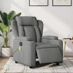 vidaXL Fåtöljer>Elektrisk massagefåtölj mörkgrå tyg