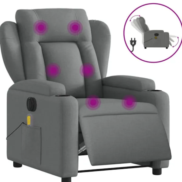 vidaXL Fåtöljer>Elektrisk massagefåtölj mörkgrå tyg