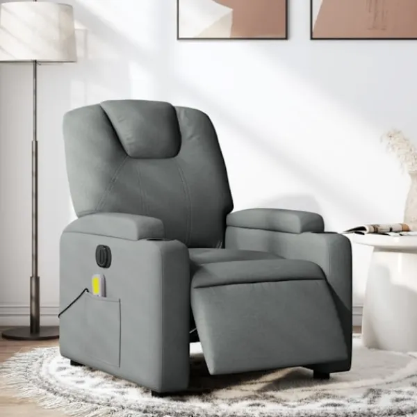 vidaXL Fåtöljer>Elektrisk massagefåtölj mörkgrå tyg
