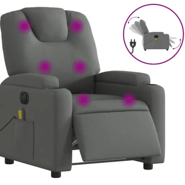vidaXL Fåtöljer>Elektrisk massagefåtölj mörkgrå tyg