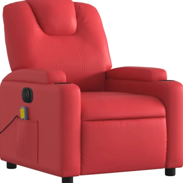 vidaXL Fåtöljer>Elektrisk massagefåtölj röd konstläder