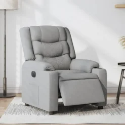 vidaXL Fåtöljer>Elektrisk reclinerfåtölj ljusgrå tyg