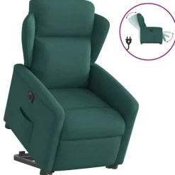 vidaXL Fåtöljer>Elektrisk reclinerfåtölj med uppresningshjälp mörkgrön tyg