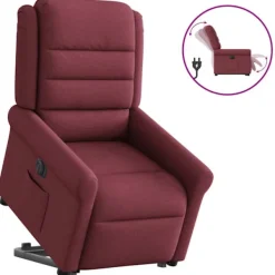 vidaXL Fåtöljer>Elektrisk reclinerfåtölj med uppresningshjälp vinröd tyg