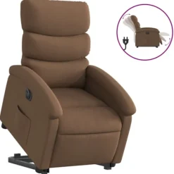 vidaXL Fåtöljer>Elektrisk reclinerfåtölj med uppresningshjälp brun tyg
