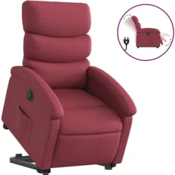 vidaXL Fåtöljer>Elektrisk reclinerfåtölj med uppresningshjälp vinröd tyg