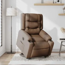 vidaXL Fåtöljer>Elektrisk reclinerfåtölj med uppresningshjälp brun tyg