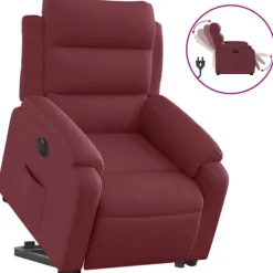 vidaXL Fåtöljer>Elektrisk reclinerfåtölj med uppresningshjälp vinröd tyg