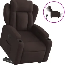 vidaXL Fåtöljer>Elektrisk reclinerfåtölj med uppresningshjälp brun tyg