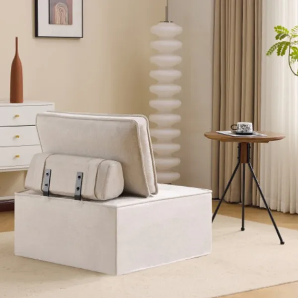 Soffor>Enkel soffa & sittpuff kombination: Flexibel sittlösning för vardagsrum, sovrum, gästrum eller barnrum
