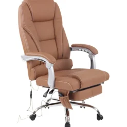 BellaFurn Kontorsmöbler>Ergonomisk massagestol - lyxkontorstol - med massagefunktion och justerbart fotstöd | Färg: ljusbrun