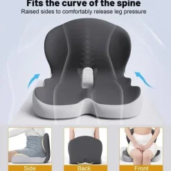 Stolar>Ergonomisk sittdyna i memory foam - L-formad sittdyna med ländryggsstöd och skydd för svanskotan, lämplig för både kontor och hemmabruk.