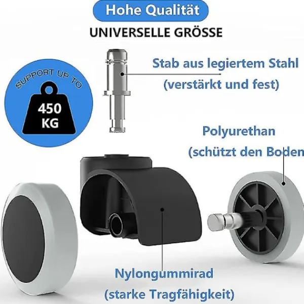 Kontorsmöbler>Ersättningshjul för kontorsstolar på hårda golv - 5-pack - 11 mm / 22 mm - För gamingstolar, snurrstolar, Pr{HH}