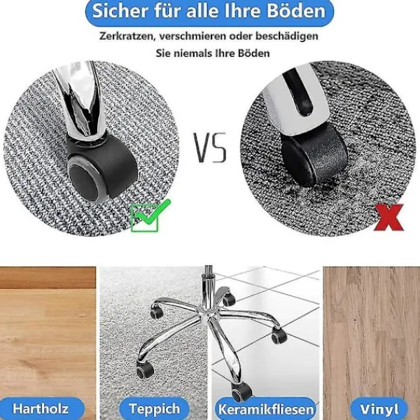 Kontorsmöbler>Ersättningshjul för kontorsstolar på hårda golv - 5-pack - 11 mm / 22 mm - För gamingstolar, snurrstolar, Pr{HH}