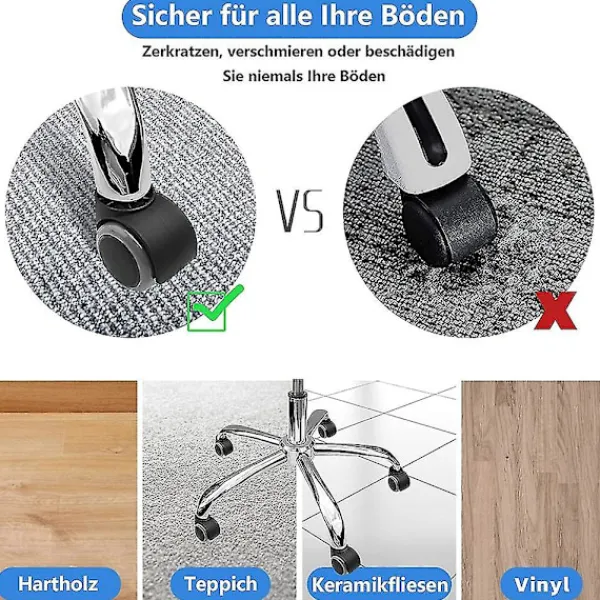 Kontorsmöbler>Ersättningshjul för kontorsstol för hårda golv - 5-pack - 11 mm / 22 mm - För gamingstolar, snurrstolar, Pr_yux