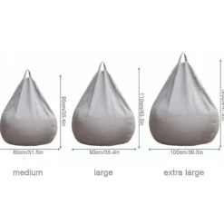 Sittpuffar>Extra Stor Bönpåse Fåtölj Soffa Set Inomhus Lat Lounger Vuxen Barn Grå 80*90cm