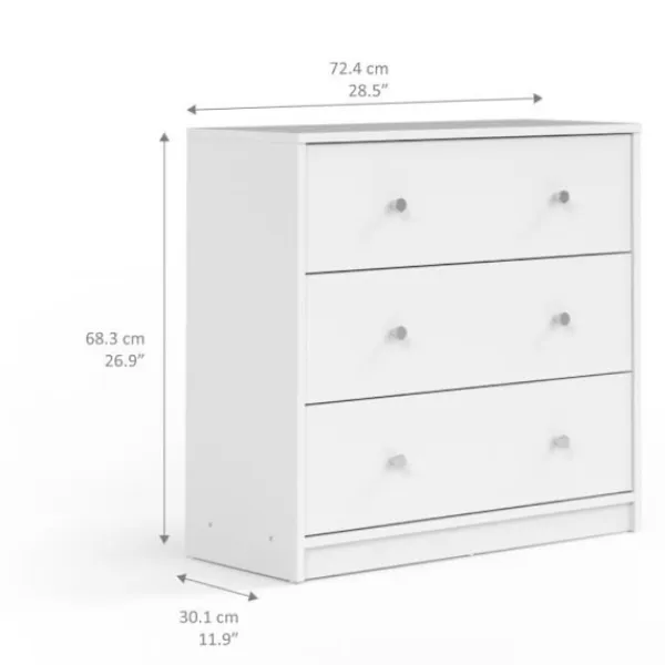 AUCUNE Byråer>FINLANDEK TYYLIKÄS sovrumsbyrå modern stil vit inredning - L 72 cm