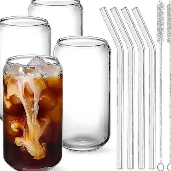 Matgrupper>Flkwoh Dricksglas med Glasstrå 4-pack - 47 cl Burkformad G Hk