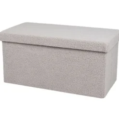 URBAN LIVING Kistor & Koffertar>Fällbar förvaringsbänk i plysch "Kube" - Grå - L 76 x P 37,5 x H 37,5 cm